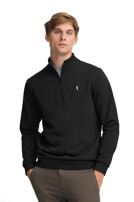 Sweatshirt schwarz mit halbem Reißverschluss und Rigby Go-Logo - Image 2