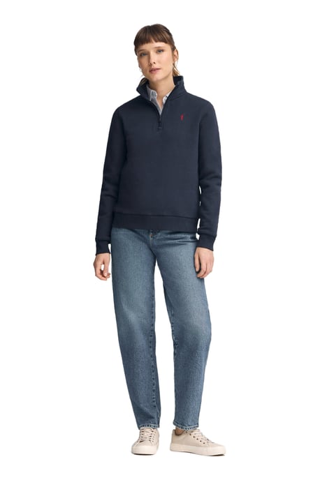 Sweatshirt marineblau mit halbem Reißverschluss und Rigby Go-Logo - Image 3
