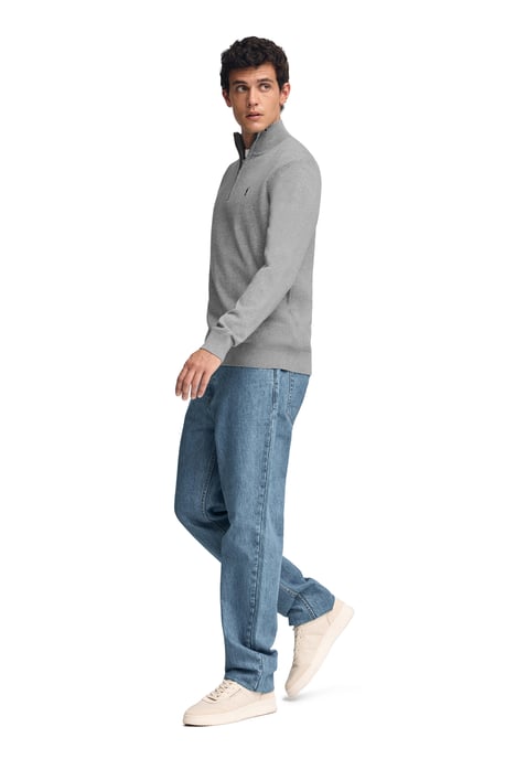 Pullover grau meliert aus Wollgemisch mit halbem Reißverschluss und gesticktem Rigby Go-Logo - Image 3