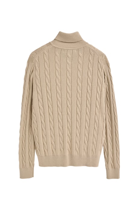 Rollkragenpullover beige aus Wollgemisch mit gestricktem Zopfmuster und gesticktem Rigby Go-Logo - Image 2
