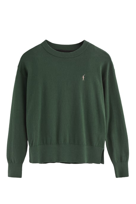 Pullover schlammgrün mit Rundhalskragen aus Wollgemisch mit gesticktem Rigby Go-Logo - Image 1