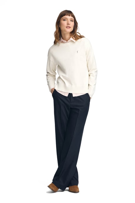 Pullover ecru mit Rundhalskragen aus Wollgemisch mit gesticktem Rigby Go-Logo - Image 3