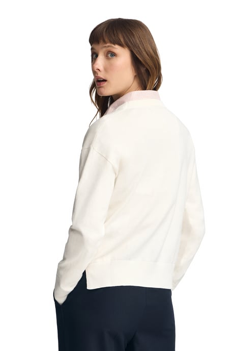 Pullover ecru mit Rundhalskragen aus Wollgemisch mit gesticktem Rigby Go-Logo - Image 4