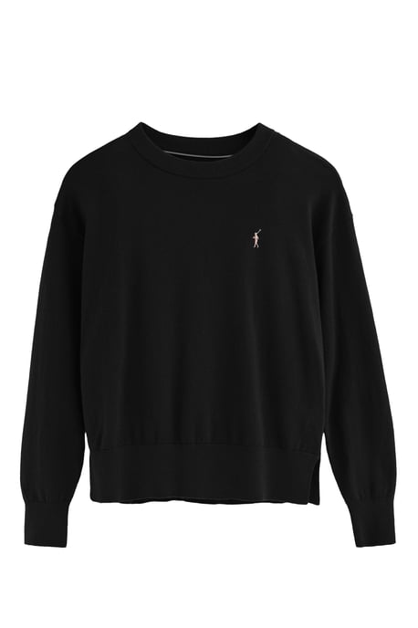Pullover schwarz mit Rundhalskragen aus Wollgemisch mit gesticktem Rigby Go-Logo - Image 1
