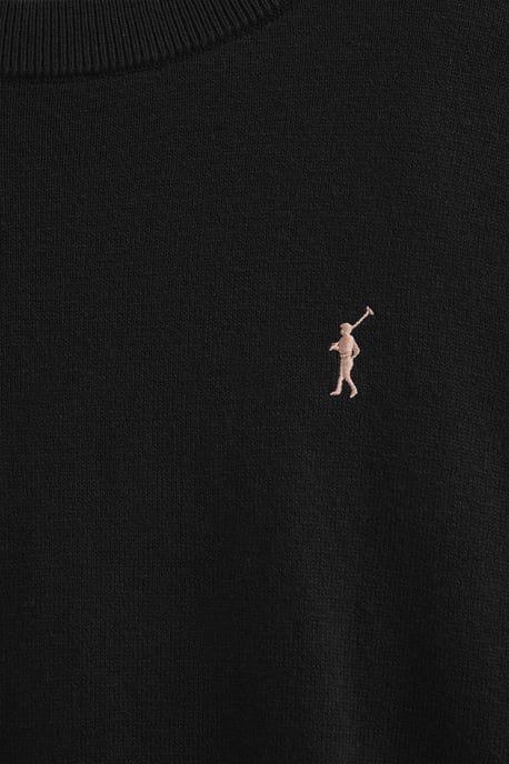 Pullover schwarz mit Rundhalskragen aus Wollgemisch mit gesticktem Rigby Go-Logo - Image 2