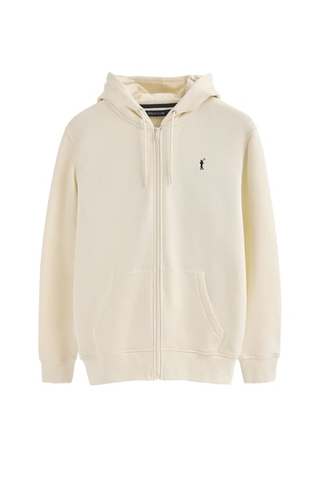 Sweatshirt ecru mit Kapuze, ganzem Reißverschluss und Rigby Go-Logo - Image 1