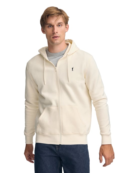 Sweatshirt ecru mit Kapuze, ganzem Reißverschluss und Rigby Go-Logo - Image 2