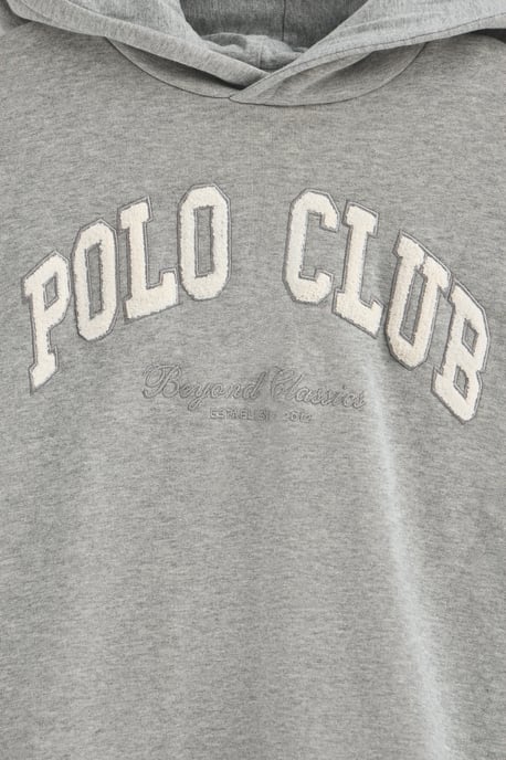 Sweatshirt grau meliert mit Kapuze und Logo Established 2012 Polo Club - Image 2