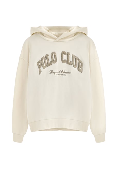 Sweatshirt ecru mit Kapuze und Logo Established 2012 Polo Club - Image 1