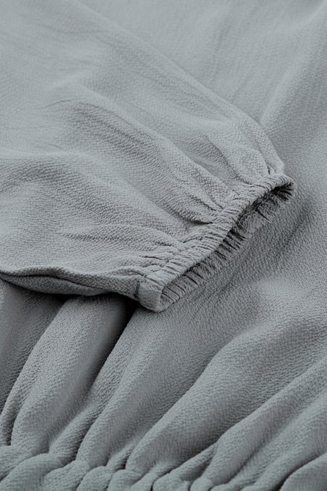 Graues V-Ausschnitt Langarm-Rüschendes Schicht-Kleid im Mini-Stil - Image 4