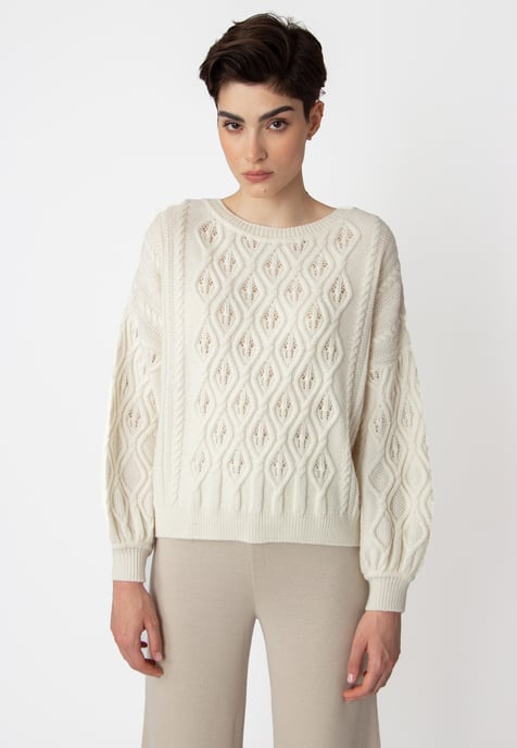 O-Ausschnitt Pullover, Strukturmuster - Image 2