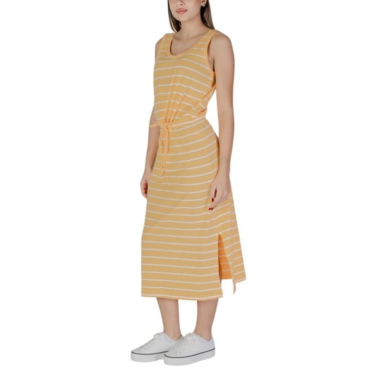 Gestreiftes Midi-Kleid mit Kordelzug in der Taille - Image 2
