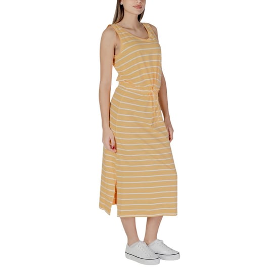 Gestreiftes Midi-Kleid mit Kordelzug in der Taille - Image 3