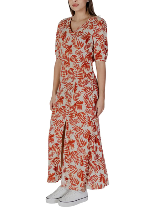 Blatt-Print Maxikleid V-Ausschnitt Kurzarm - Image 3