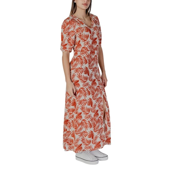 Blatt-Print Maxikleid V-Ausschnitt Kurzarm - Image 4