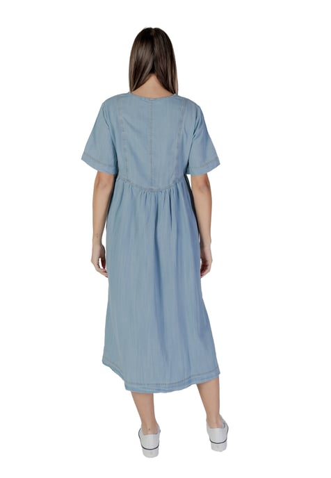 Lässiges Denim-Kleid Kurzarm V-Ausschnitt - Image 2