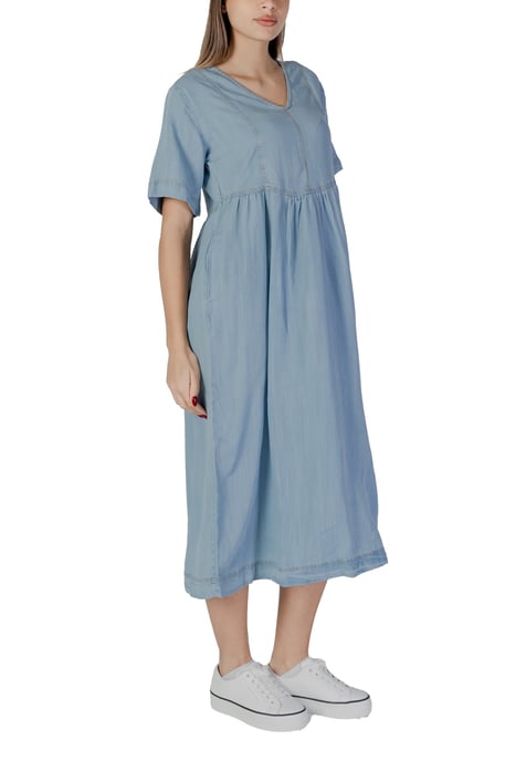 Lässiges Denim-Kleid Kurzarm V-Ausschnitt - Image 3