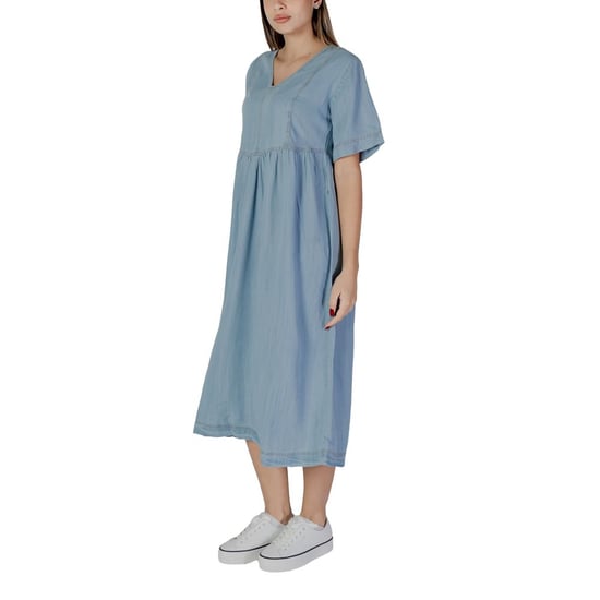 Lässiges Denim-Kleid Kurzarm V-Ausschnitt - Image 4