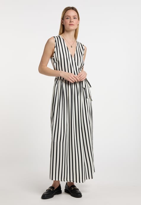 Dreimaster Wickelkleid Damen schwarz-wollweiß - Image 5
