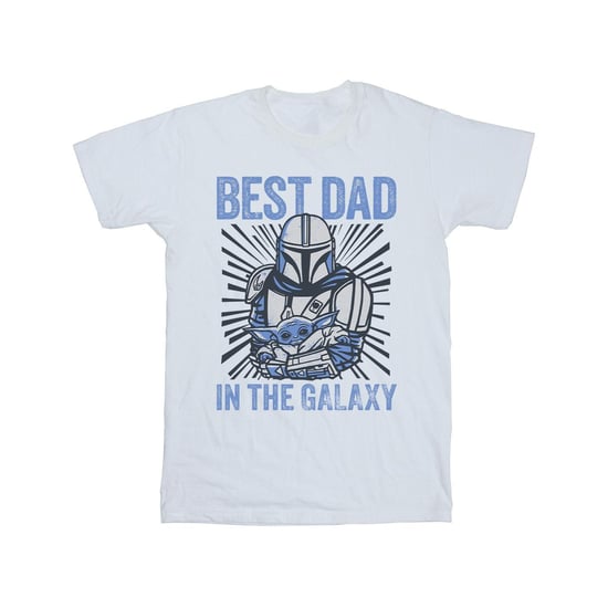 Star Wars - "Mandalorian Best Dad Galaxy" T-Shirt für Herren (Weiß) - Image 1