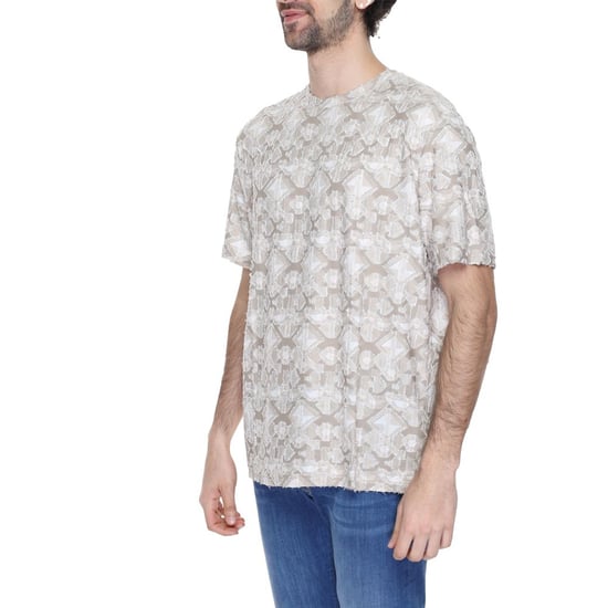 Beige Strukturiertes T-Shirt Modell An13368100127ro - Image 5