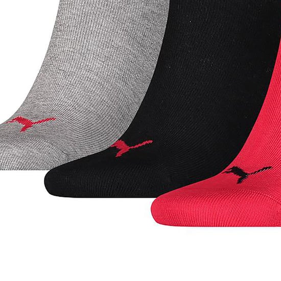 Puma Unisex Sneakersocken für Erwachsene, 3er-Pack (Schwarz/Rot/Grau) - Image 2