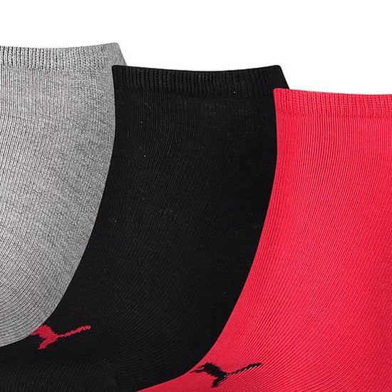 Puma Unisex Sneakersocken für Erwachsene, 3er-Pack (Schwarz/Rot/Grau) - Image 3