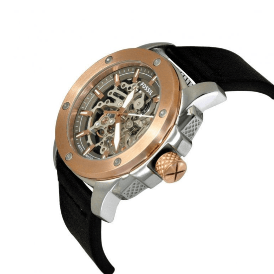 Fossil Machine ME3082 Automatik-Skelett-Herrenarmbanduhr — 50 mm schwarzes Leder - Image 3
