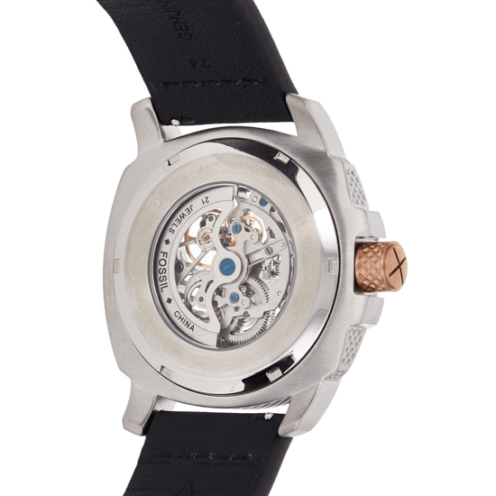 Fossil Machine ME3082 Automatik-Skelett-Herrenarmbanduhr — 50 mm schwarzes Leder - Image 5