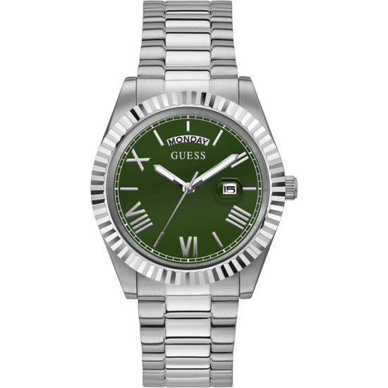 Guess Connoisseur GW0265G10 Herren Edelstahlarmbanduhr — 42 mm grünes Zifferblatt, Tag-Datum, 50m - Image 1