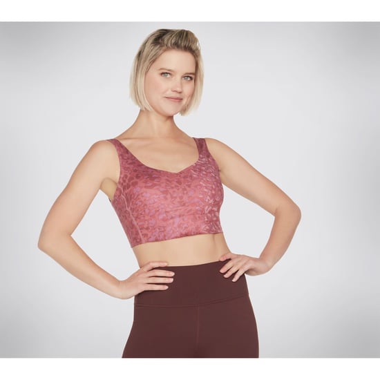 Skechers Performance Gosculpt Leoparden Longline-BH Polyester Damen Pink Sport-BH - Image 2