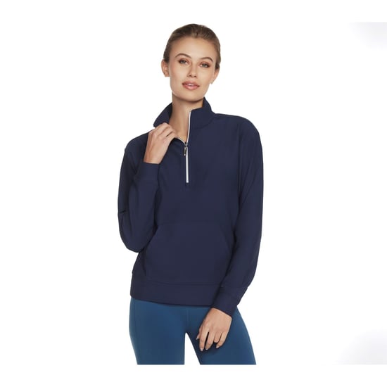 Skechers Performance GoLuxe Rib 1/4 Zip Polyester Damen Pullover Blau - Image 1