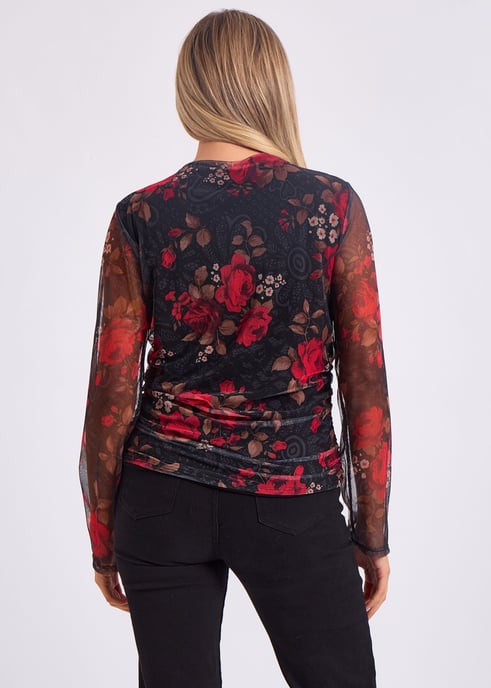Bedrucktes Mesh-Top mit geraffter Front - Image 4