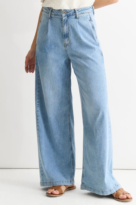 Mid Wash Denim Blaue Jeans mit weitem Bein - Image 2