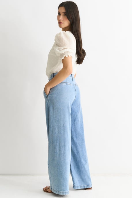 Mid Wash Denim Blaue Jeans mit weitem Bein - Image 3