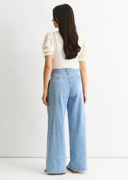 Mid Wash Denim Blaue Jeans mit weitem Bein - Image 4