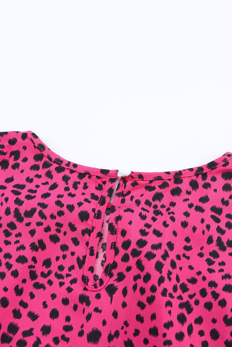 Rosa Leopardenmuster Faltenbluse mit Schlitz - Image 4