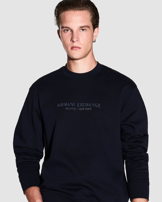 Rundhals-Sweatshirt in Dunkelblau - Image 3