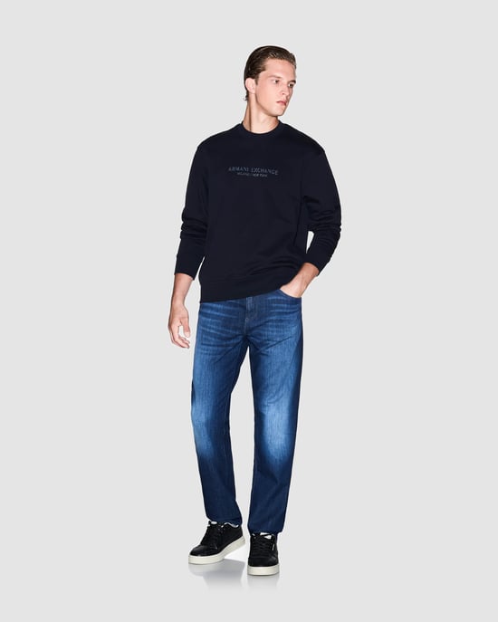 Rundhals-Sweatshirt in Dunkelblau - Image 4