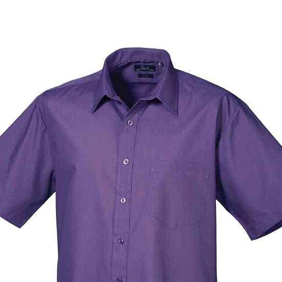 Premier Herren Popelin-Hemd, kurzärmlig (Violett) - Image 2