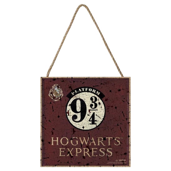 Harry Potter - Tafel "Hogwarts Express Platform 9 3/4", Holz (Burgunderrot) - Image 1
