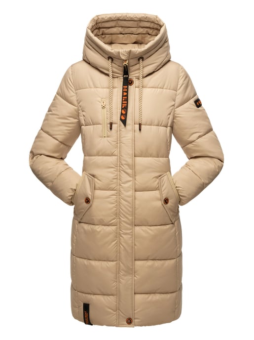 Marikoo Damen Winterjacke – Lange Steppjacke mit Kapuze & vielen Taschen - Image 2