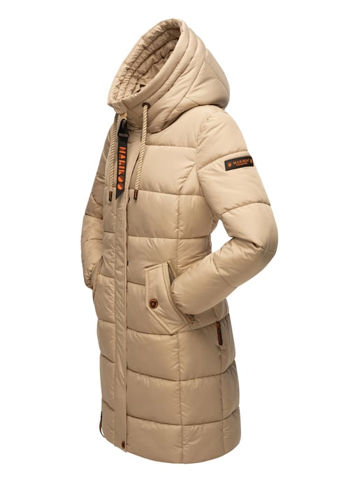 Marikoo Damen Winterjacke – Lange Steppjacke mit Kapuze & vielen Taschen - Image 4