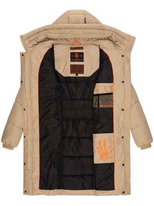 Marikoo Damen Winterjacke – Lange Steppjacke mit Kapuze & vielen Taschen - Image 6