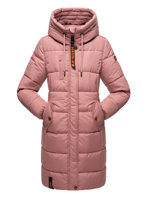 Marikoo Damen Winterjacke – Lange Steppjacke mit Kapuze & vielen Taschen - Image 2