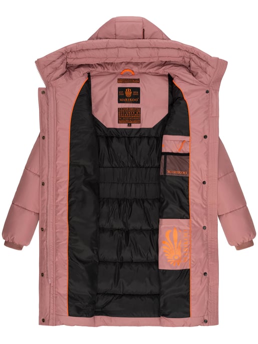 Marikoo Damen Winterjacke – Lange Steppjacke mit Kapuze & vielen Taschen - Image 6