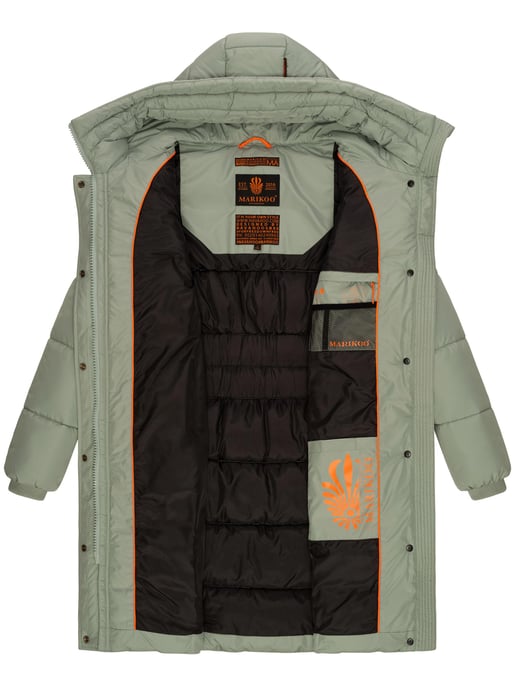 Marikoo Damen Winterjacke – Lange Steppjacke mit Kapuze & vielen Taschen - Image 6
