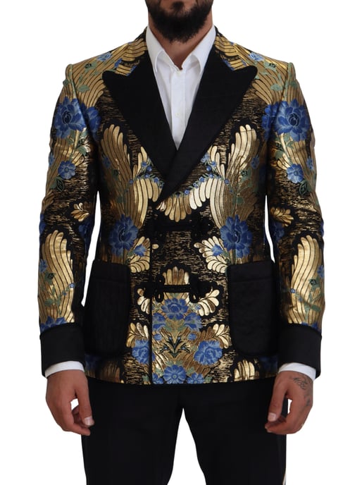 Blumenbrokat-Blazer mit doppelter Knopfleiste - Image 1
