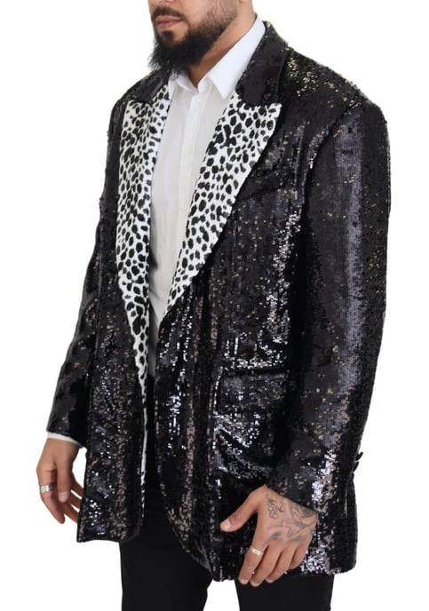 Pailletten-Blazer mit Dalmatinermuster-Kragen - Image 2