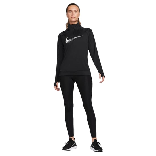 Nike Dri-fit Swoosh Running Langarmshirt In Schwarz - Image 2